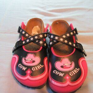 Vtg Rare Little Girls Birkenstock Birkis Cowgirl Clogs / Mules Sz 3?